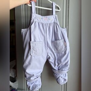 Vintage 12M LONDON FOG Winter Overalls Bibs Snow Suit Lavender Floral Accent